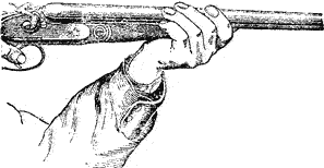 Рис. 5. Положение левой руки на цевье ружья 